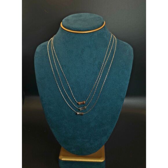 Source Unknown Jewelry - Minimalist Triple-Strand Layered Necklace with Distressed Copper-Tone Accents